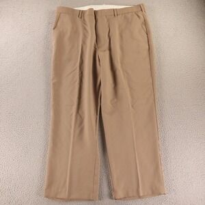 John Blair Pants Mens 42x28 Beige Polyester Hopsack Slacks Tan Breathable